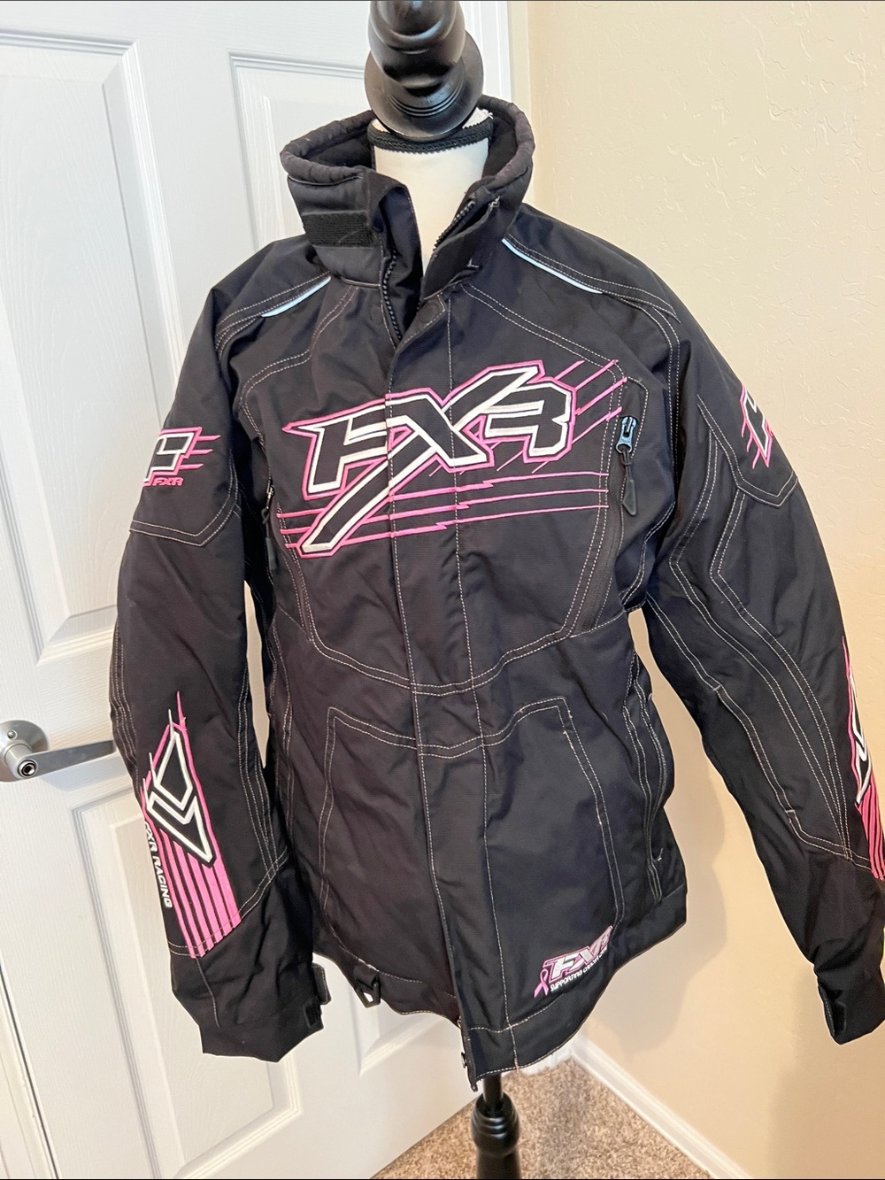 Women’s Black & Pink Insulated Snow mobile  Jacket